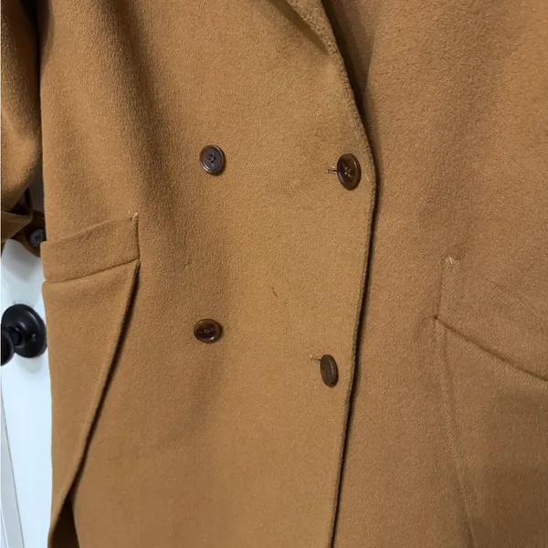 LATTELIER side slit double breasted wool coat in camel brown tan size‎ small - Image 6