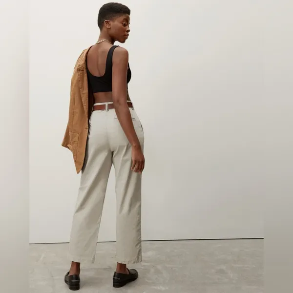 EVERLANE straight pleated hi-rise chino. Size 10. Sandstone EUC - Image 2