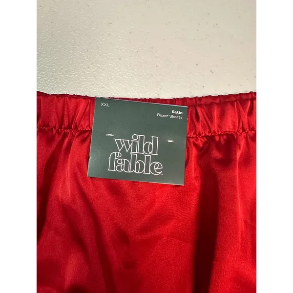 Wild Fable Red Satin Boxer Shorts Lace Trim Sleepwear XXL‎ NWT - Image 3