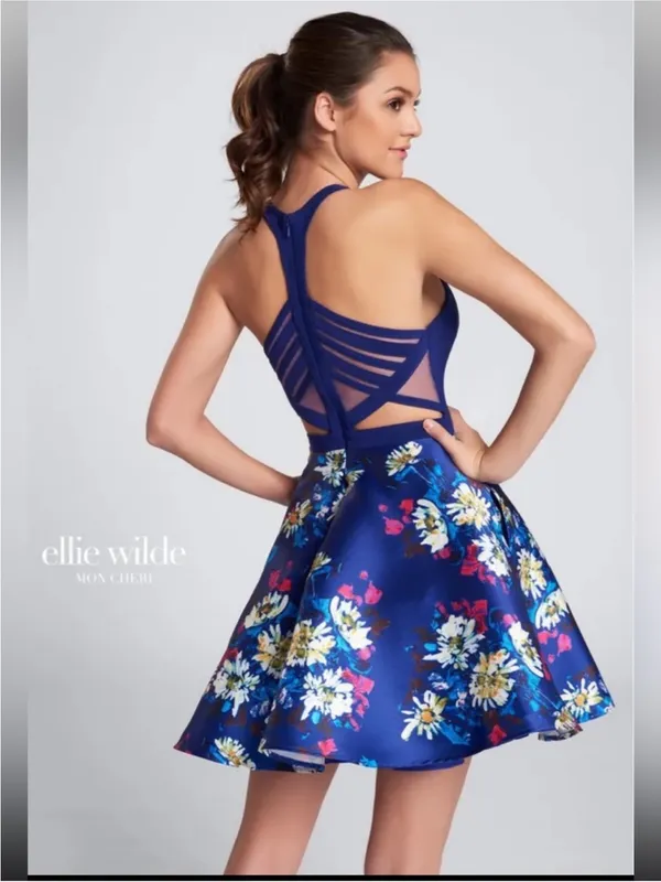 ellie wilde by Mon Cheri in ROYAL BLUE/MULTI Homecoming Dress Style #: EW21709S - Image 2