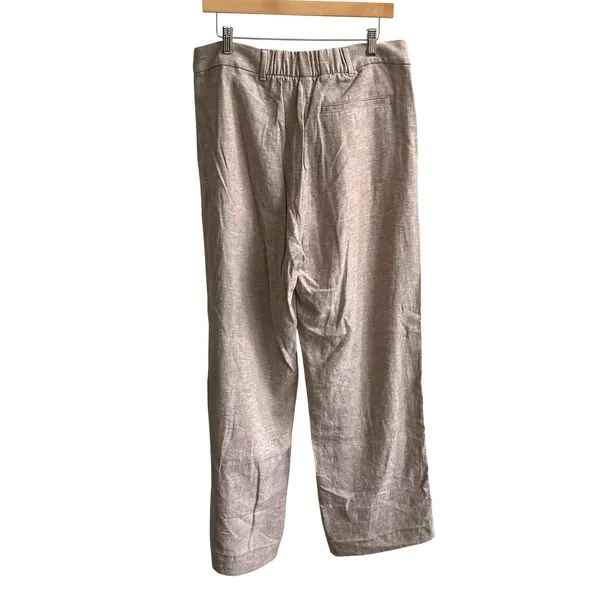 Old Navy Linen Blend Wide Leg Pants Women Large Tan Coastal Minimalist High Rise - Image 3