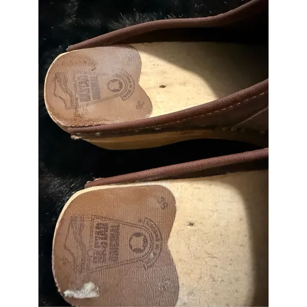 Bastad Original Wooden Clog Brown Tan Leather Made in Sweden Slip On 38 7.5 - Image 3