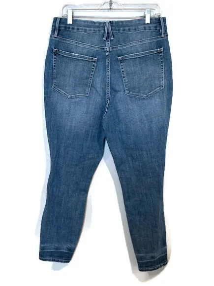 Good American Distressed Ankle Skinny Jeans - Medium Blue - Image 2