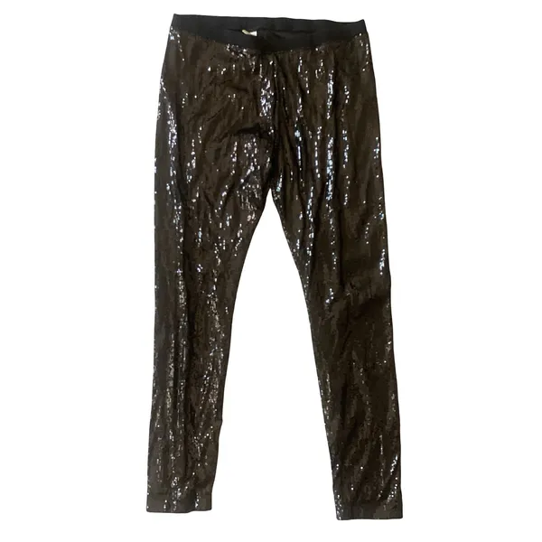 Black Sequined Leggings Size M - Image 2