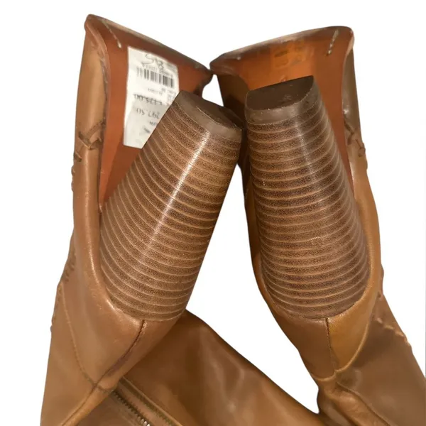 Joie “journey" style tall riding heeled brown whipstitched patchwork boot 8.5 - Image 6