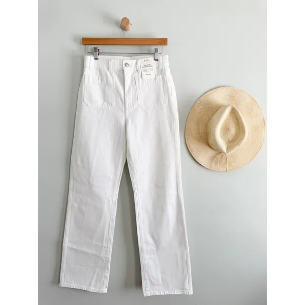 Madewell |‎ NWT Cleo Straight Jean Patch Pocket White Denim | Sz 26 - Image 3