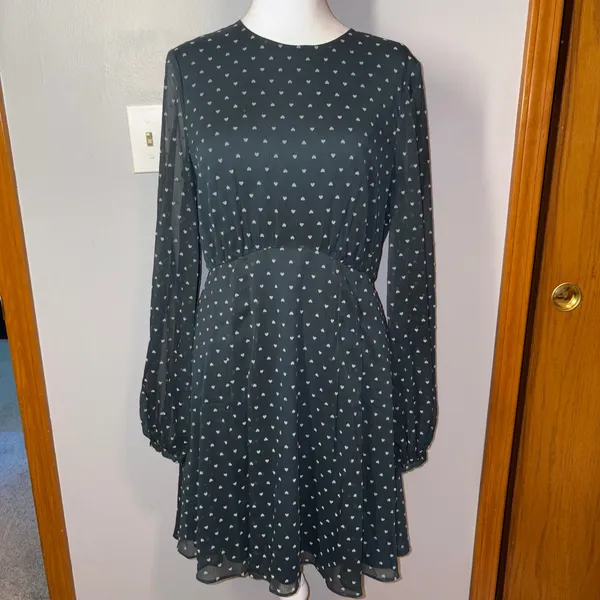 Ted‎ Baker London Kobie Heart Dot Chiffon Long Sleeve Minidress Sheer Chiffon - Image 2