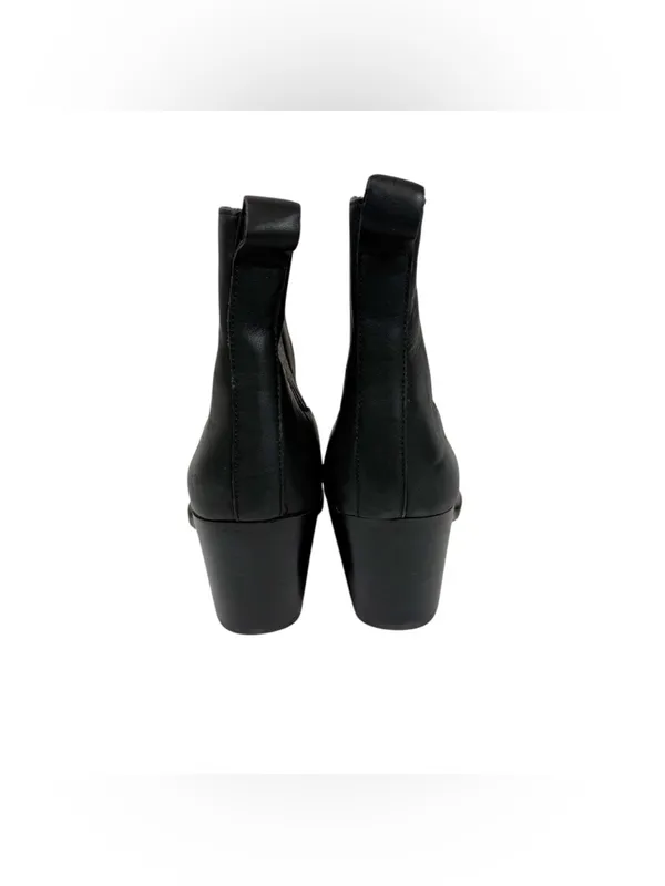 J. Crew Black Leather Point‎ Toe Heeled Chelsea Western Ankle Boots Size 8 - Image 6
