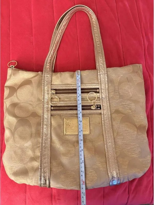 Coach Poppy Signature Metallic Gold Glam Tote 2009 - Image 7
