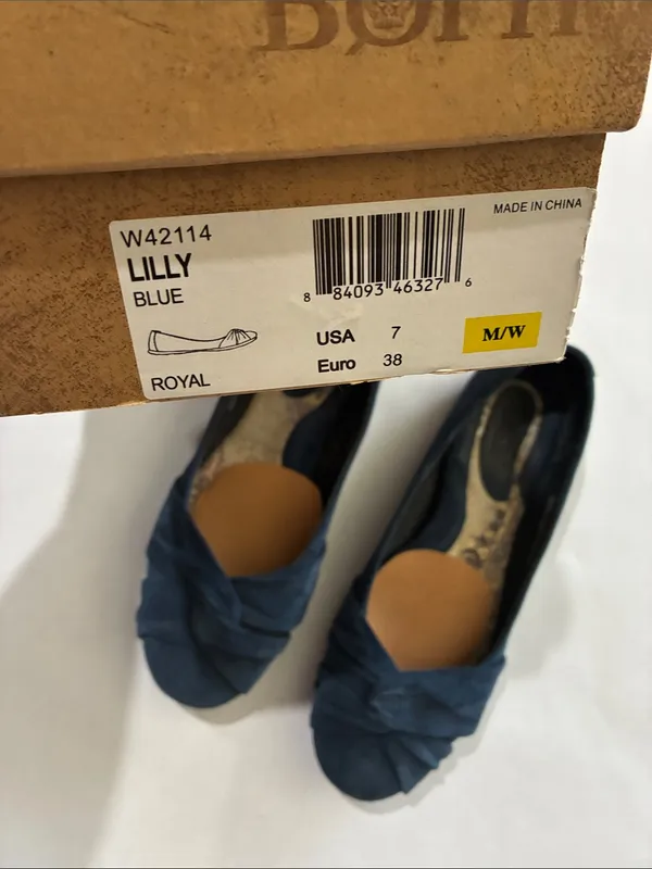 Born Navy Suede Knotted Toe Ballet Flats Blue Size 7 - Image 2