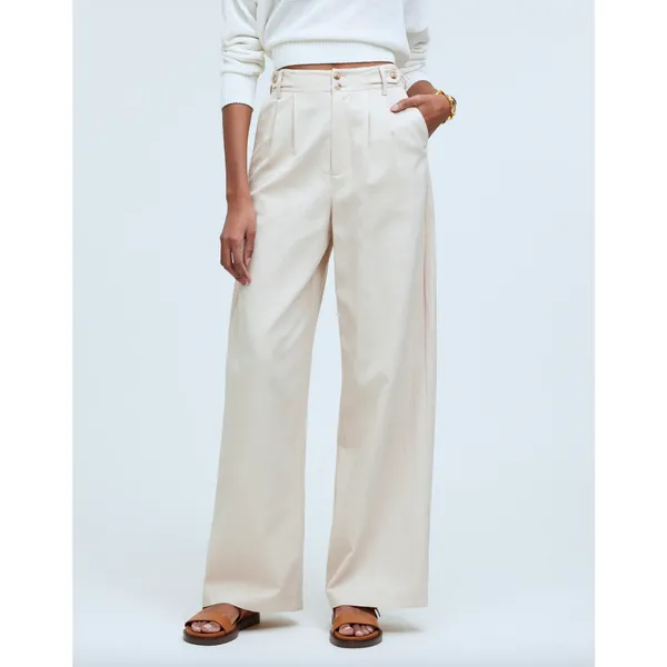 Madewell The Harlow Wide Leg Pant Linen Twill Harvest Moon Beige US 12 NWT - Image 2
