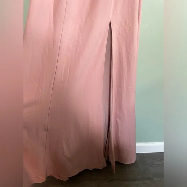 BHLDN Montreal Crepe Dusty Pink High Neck Maxi Bridesmaids Dress SZ 6 - Image 5