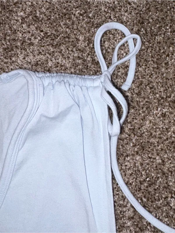 American Eagle Light Blue Tie-Shoulder Scoop Neck Crop Top Medium - Image 10