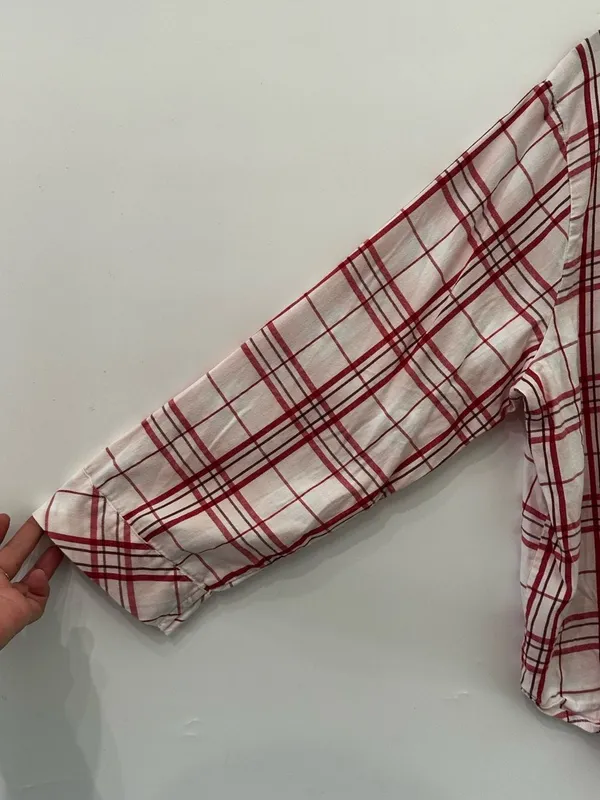 Victoria’s Secret Flannel Pajamas Peppermint Plaid Pink Red Large 2pc Pant Set - Image 7