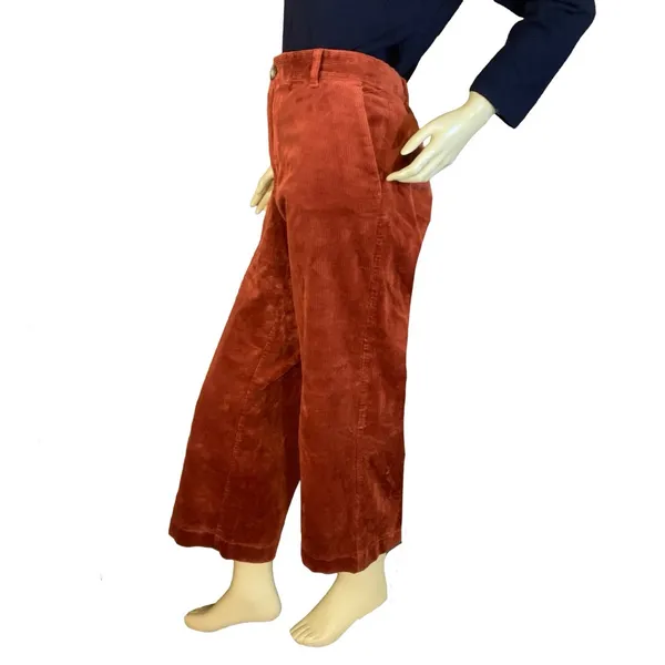 Loft Burnt Orange Cropped Wide Leg Corduroy Pants (10) - Image 3