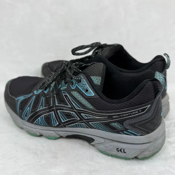 ASICS GEL-Venture 7 Womens Trail Running Shoes Black Aqua Green‎ 7.5 - Image 8
