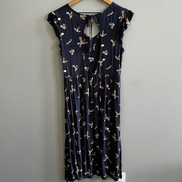 Roxy Rush Minute Short Sleeve Midi Dress Navy Floral Size Small - Image 7