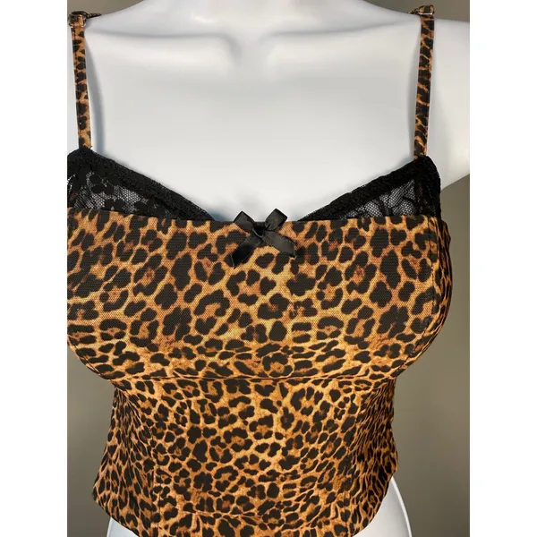 Edikted Leopard Print Lace Trim Cami XS Y2K Indie‎ Sleaze Corset Tank - Image 3