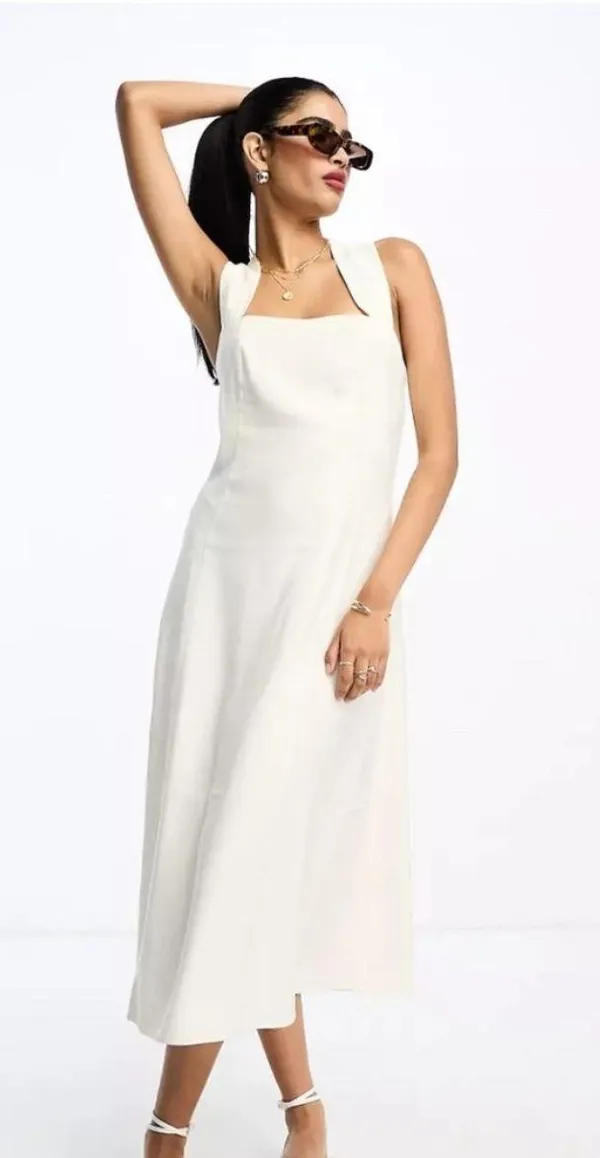ivory midi crisscross dress - Image 3