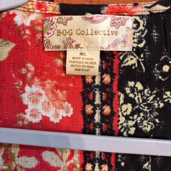 B.O.G Collective womens high hopes long sleeve boho festival kimono black M/L - Image 3