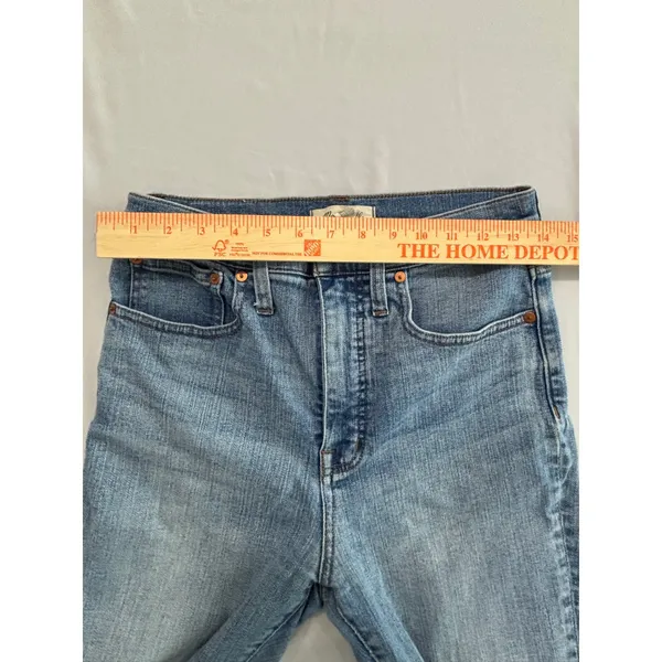 Madewell Skinny Flare Jeans High Rise Medium‎ Wash Blue Denim Size 27 - Image 4