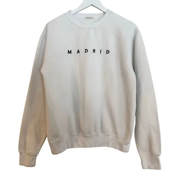 Brandy Melville John Galt one size white MADRID crewneck sweatshirt - Image 9