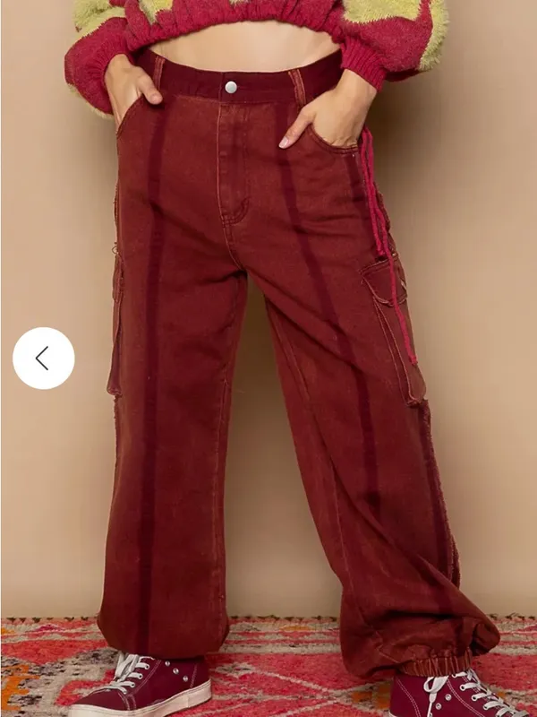 POL End Zone Vintage Wash Joggers In Brick Size Small - Image 2