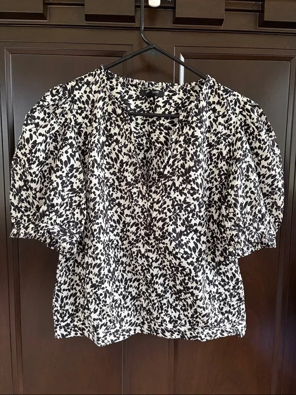 Like New Madewell Ruffle Floral Button Front Top Size Large - Image 6