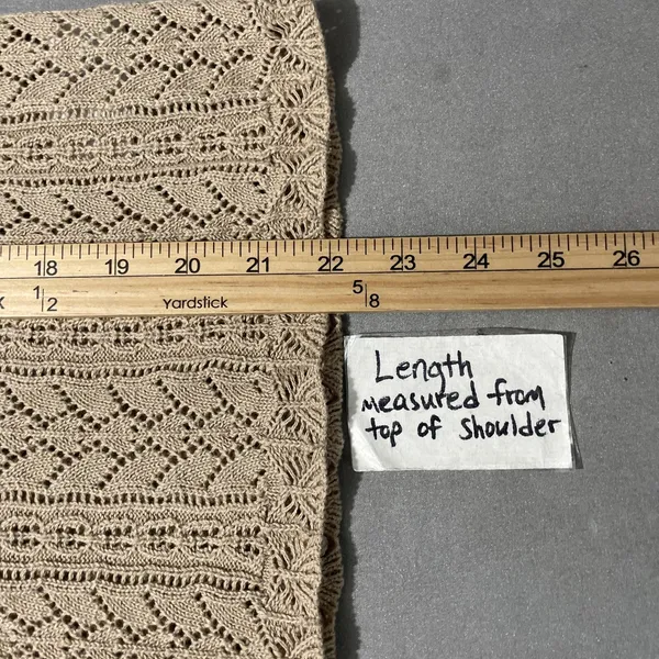 American Eagle Crochet Knit Sweater Size XL Tan Pointelle Boho Romantic Y2K - Image 11