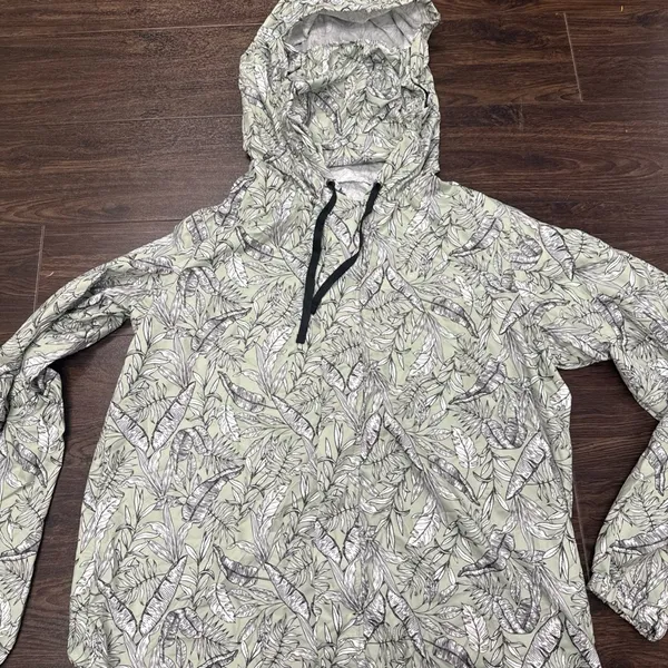 Leonisa Lightweight Windbreaker Jacket Raincoat Green‎ white Print Unisex l/xl - Image 2
