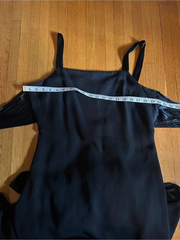 Vtg 90s Dave & Johnny by Laura Ryner Black Scoop Back Floor Length Dress, Sz 14 - Image 5
