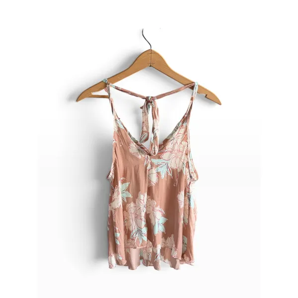 Free People Intimately Floral Strappy Tie Back Cami Top Mauve Pink‎ Small - Image 2