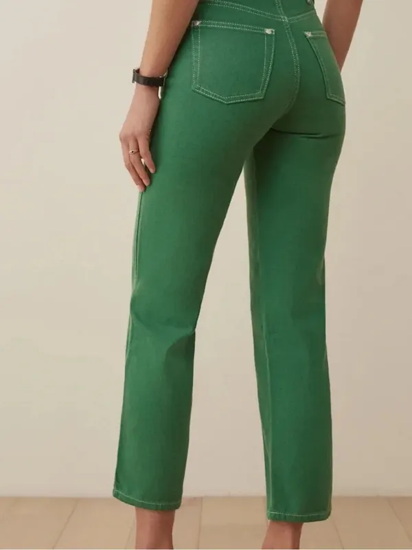 Reformation Cowboy High Rise Straight Leg Jeans in Green - Image 3