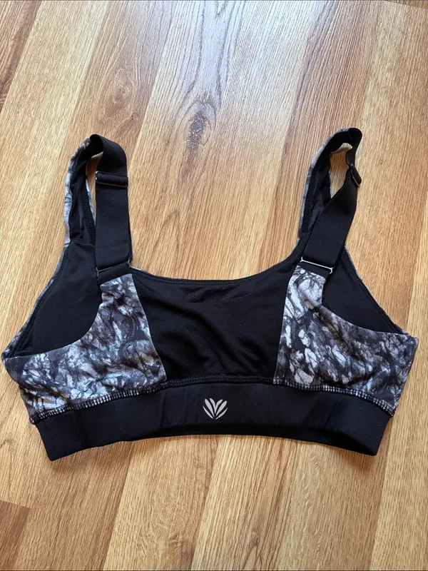 Women’s Marble-Print Sports Bra - Black/Gray - Image 2