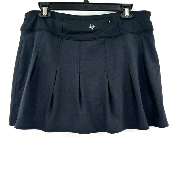 Athleta Size XL Mini Skort Black Undershort Tennis Pickleball‎ Pleated Stretch - Image 2