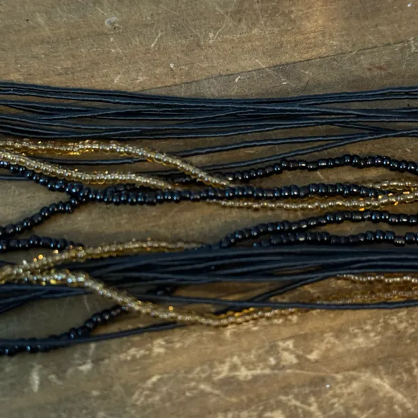 Multi chain beaded golden wavy pendant necklace Gold - Image 4