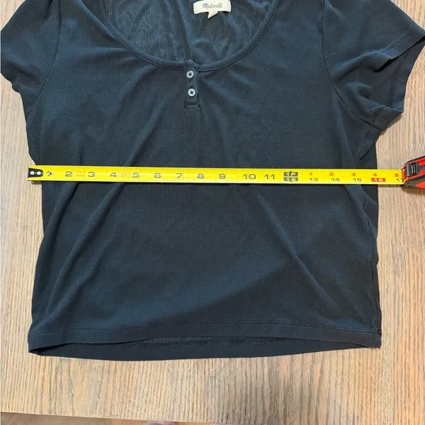 🖤 Madewell Ribbed Henley Tee Black Size Large - Image 3