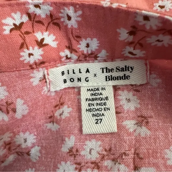 Billabong x Salty Blonde Upside Pink Floral Print Ruffle Linen Mini Skirt‎ - Image 10