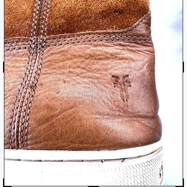 Frye Gemma Tall Shearling Boots Suede and Leather Cognac Size 8.5 - Image 14