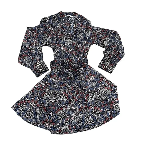 Zara Shirt Dress Womens Size M Multicolor Floral Paisley Mini Long Sleeve - Image 3