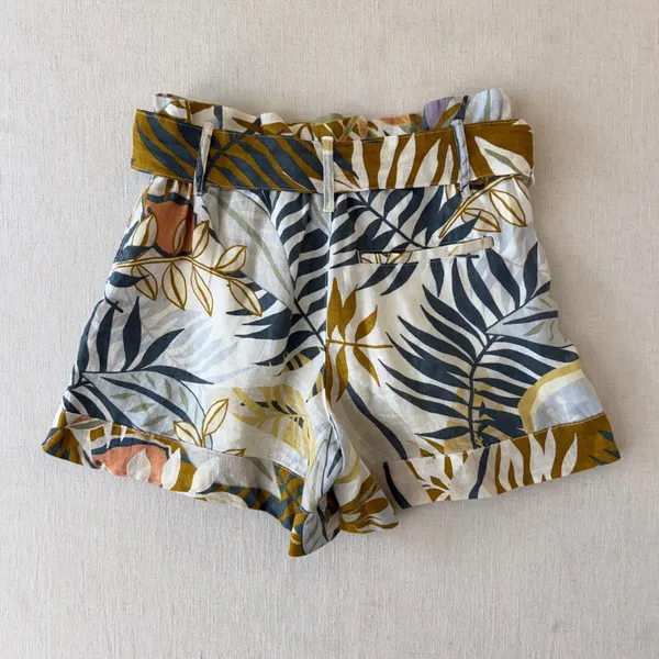 C&C California Tropical Palm Print Linen Coastal Resortwear Shorts Women XS - Image 6