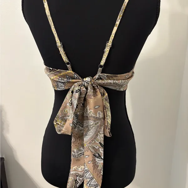 SheIn Halter top Brown Patchwork Size Small - Image 3