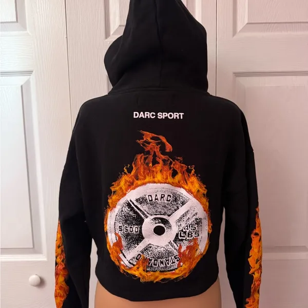Darc Sport X SSDD Wolves Womens Black Crop Sweatshirt Hoodie‎ Size Medium NWOT - Image 4