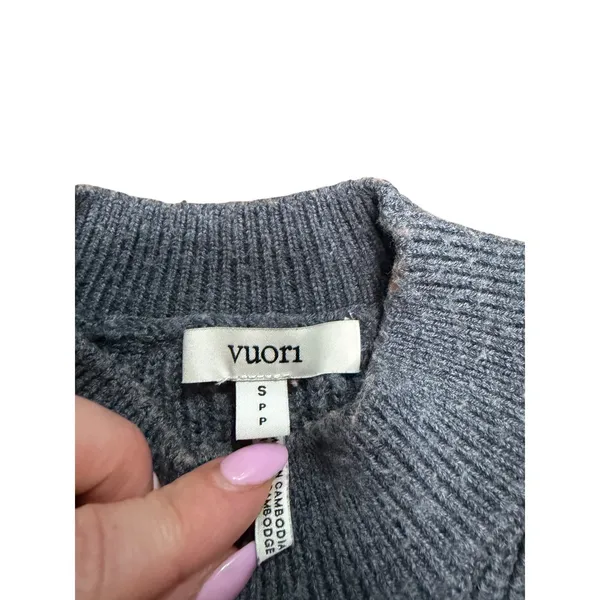 Vuori Womens Merino Wool Blend Mock Neck Ribbed Sweater Charcoal Gray Small - Image 3