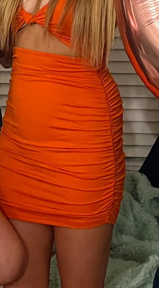 Amazon Neon Orange Cut Out Dress - Image 2