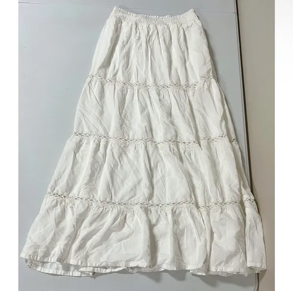 White Solid Linen Maxi Skirt Bottoms Size XS 🤍✨ - Image 2