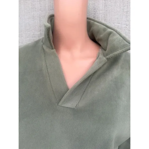 Women’s mondetta sage green ribbed pull over sweater size small - Image 3