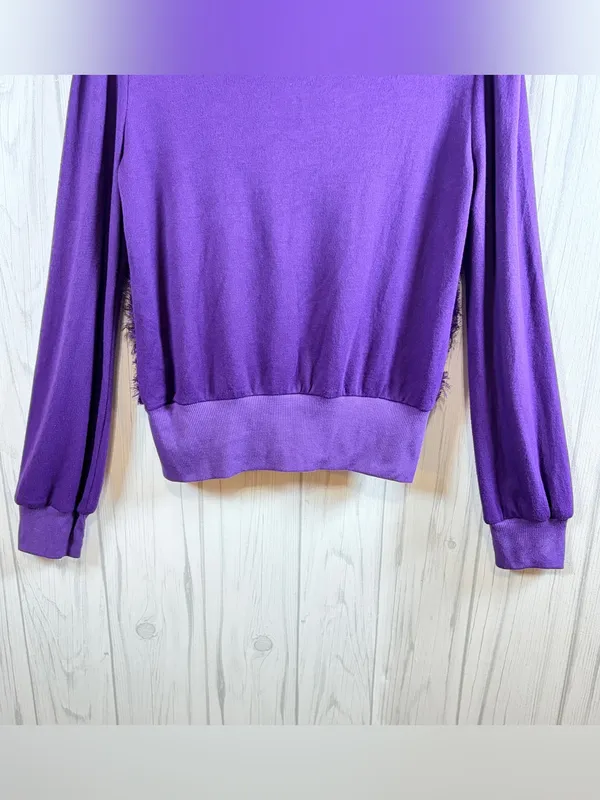 RYU Purple‎ Very Fairy Coquette Mesh Front Button-up Cardigan, Large - Image 9