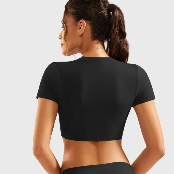 NWOT Short Sleeve Double Lined Crop‎ Top - Sz Small - Image 2