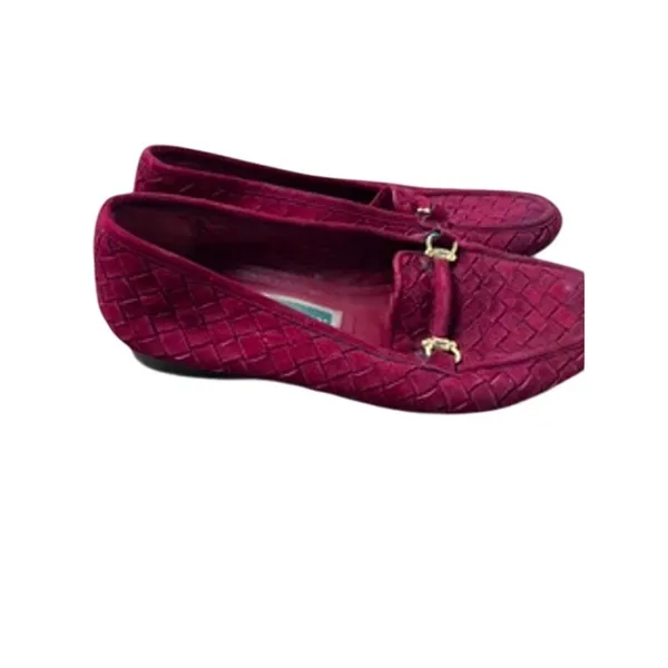 Vintage Cole Haan red woven suede horse bit buckle loafers - Image 3